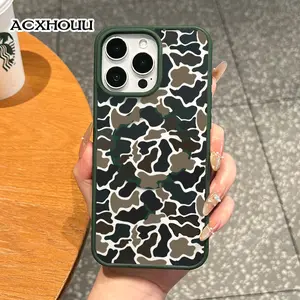 Magnetic Protective Case for iPhone 17 16 E Pro Max 15 Plus 14 13 12 11 XS XR, Vintage Dark camouflage Vibes | Shockproof, Aesthetic, Silicone, Lightweight, and Scratch Resistant