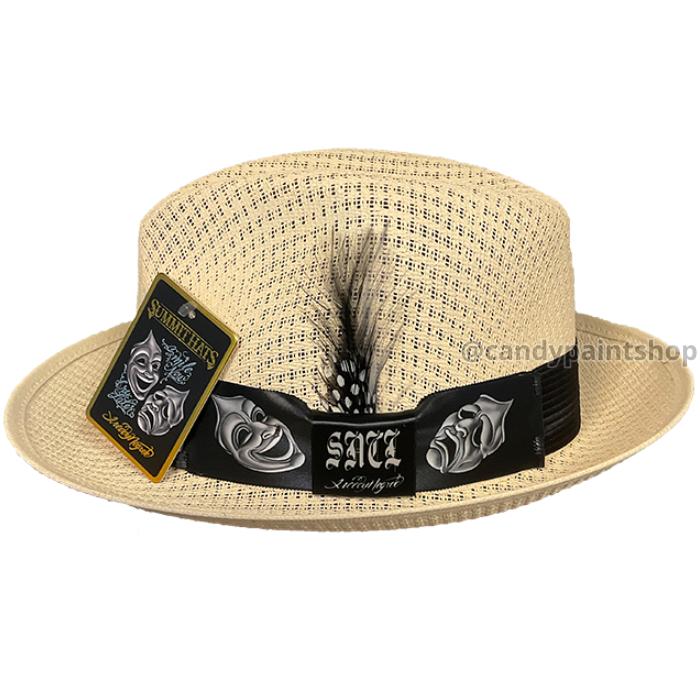Original Smile Now Cry Later Cream - Freddy Negrete Straw Lowrider Derby Fedora Collection - Inspired by Tattoo Art from Summit Hats