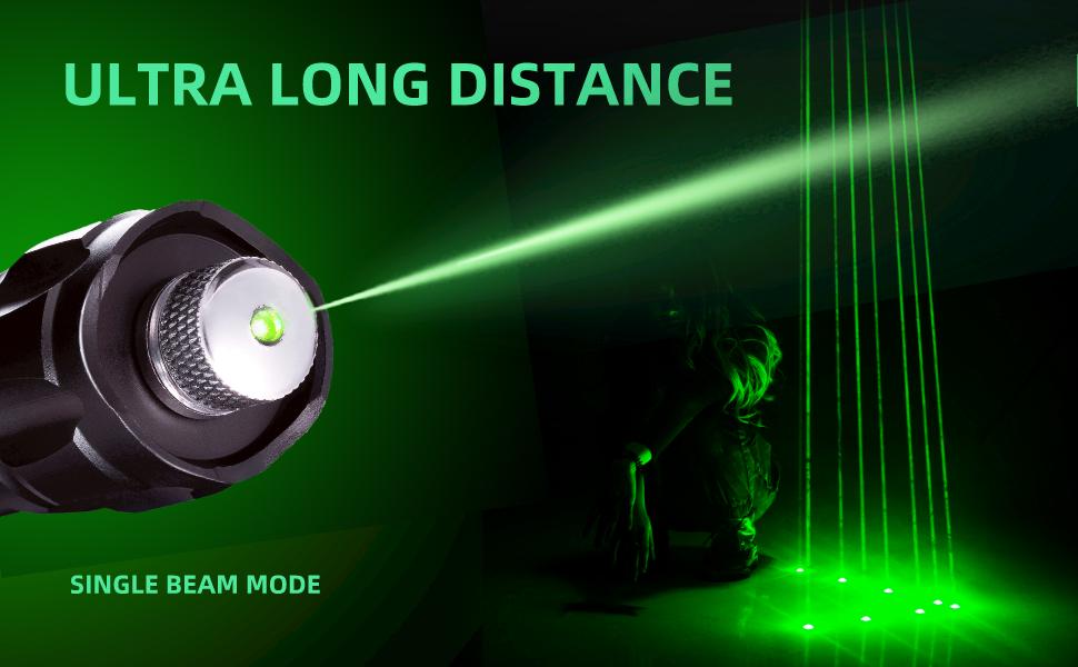 Green Laser Pointer with Kaleidoscope Cap, Rechargeable Handheld Laser Pointer, Adjustable Focus, Pocket Size Aluminum Alloy Design for Outdoor, Hiking & Night Use