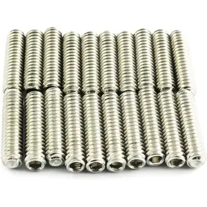 20PCS 1/4-20x1" Hexagon Hex Socket Set Screws 304 Stainless Steel Full Thread Cup Point Grub Screws
