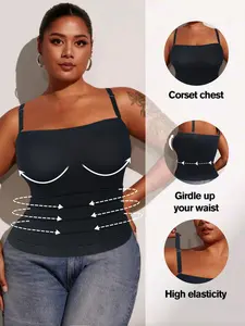 Women's Plus Size Waist Cinching Shapewear, Comfortable Breathable High Elasticity, Adjustable Straps, Office Party Daily Wear