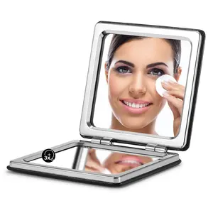Compact Mirror, 1X/3X Magnifying Mirror with Velvet Cover, Pocket Ultra Portable for Purses and Travel(Christmas Red)