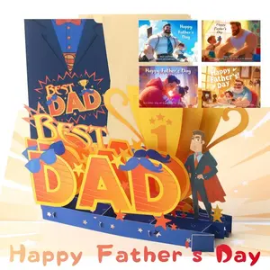 3D Pop-Up Dad Greeting Cards With 4 Unique Greeting Cards  – Multiple Designs with Creative Themes (Trophy, Tools, Beer) – Eye Catching Pop-Out Display, Ideal for Father’s Day & Birthday Gifts – Includes Envelope and Space for a Personal Note (Best Dad)