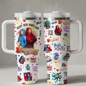 Vintage Descendants TV Series Custom Cup 40oz/30oz/20oz Tumbler With Handle, Wicked Wonderland, TV Show Inspired Tumbler