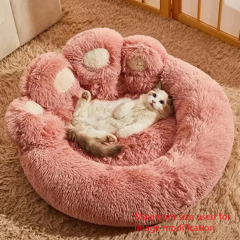 Cartoon Bear Paw Design Pet Bed, 1 Piece Warm Plush Dog Bed, Pet Supplies for Indoor Dog & Cat, Pet Bed Accessories