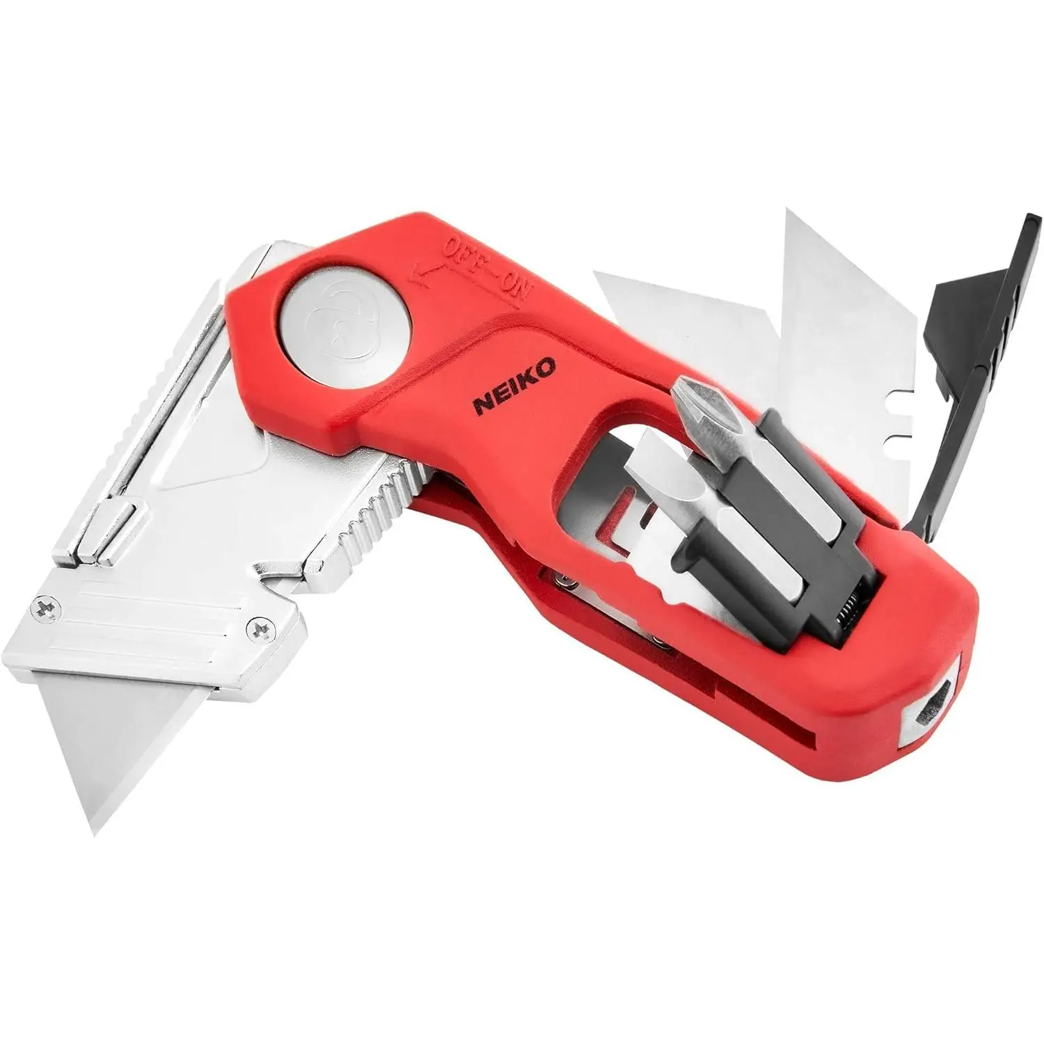 00678A 4-In-1 Folding Utility Knife Box Cutter Knives & Wire Stripper, Tool Hex Bit Holder Utility Work Knife & Bit Storage, Carpet Knife, Heavy Duty Box Cutter, Great work knife for men & women Cutting Hardware Handlegift
