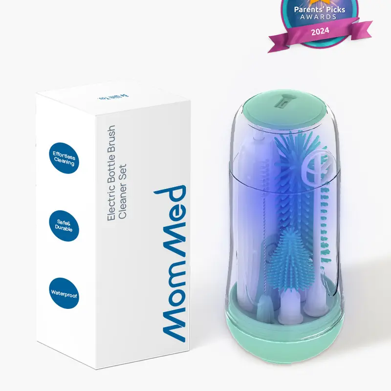 MomMed Electric Bottle Cleaning Brush, Baby Bottle Brush Cleaner Water Bottle Cleaning Kit, Nipple Brush Pacifier Cleaner Straw Cleaner Brush for Newborns,4 Packs Set