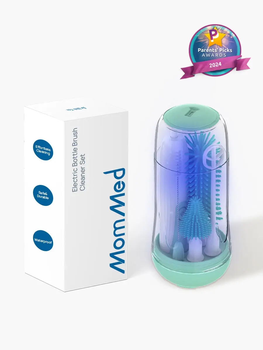 MomMed Electric Bottle Cleaning Brush, Baby Bottle Brush Cleaner Water Bottle Cleaning Kit, Nipple Brush Pacifier Cleaner Straw Cleaner Brush for Newborns,4 Packs Set
