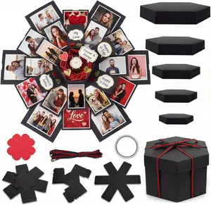 Explosion Gift Box, DIY Custom Scrapbook Photo Album Surprise Box for Birthday Anniversary Wedding Holiday Graduation