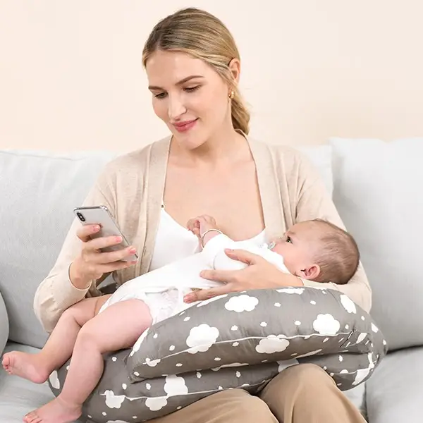Momcozy Nursing Pillow for Breastfeeding, with Adjustable Waist Strap and Removable Cotton Cover, NP001
