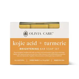 Kojic Acid + Turmeric Bar Soap - Set of 3 Body Care Skin Repair Cleansing Dark Spot Brightening Soap Hyperpigmentation Cleanser