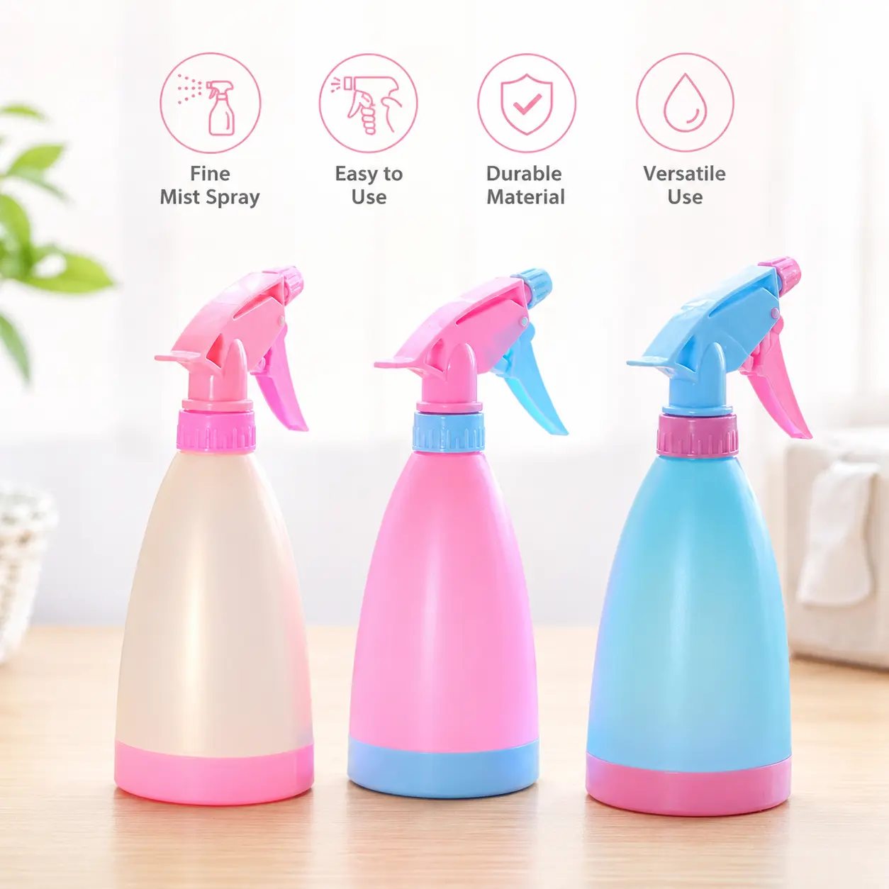 Handheld Polypropylene (PP) Plastic Hand Press Spray Bottle with Adjustable Nozzle - 8.5x21cm Misting Tool for Household Cleaning, Garden Plant Watering (1 Count), 8.5Cm By 21Cm