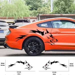 2pcs Wolf Design Waterproof Car Decals - Durable PE Material Easy Install & Remove
