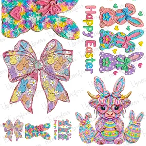 Brushstroke Paint Easter Mini DTF Transfer Gang Sheet 24.5" x 36" Direct To Film for DIY Enthusiasts Vibrant Custom Options Cozy Handmade Aesthetic Pink Green Christmas Design