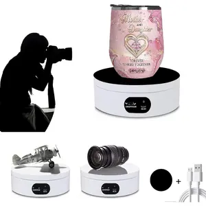 Rotating Display Stand, 360  Motorized Tumbler Display Turner for Photography Products, Spinning Display Stand,Turner For Tumblers for Glitter Cups Lazy Susan 4.72" 4.4lb Load White