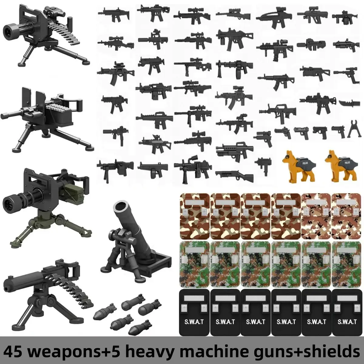 150 Piece Military Soldier Set, Special Police Army Model, Heavy Machine Gun Shield, Moc Military Building Blocks Accessories, Building Block Sets, Building Module Set, Model Building Kits