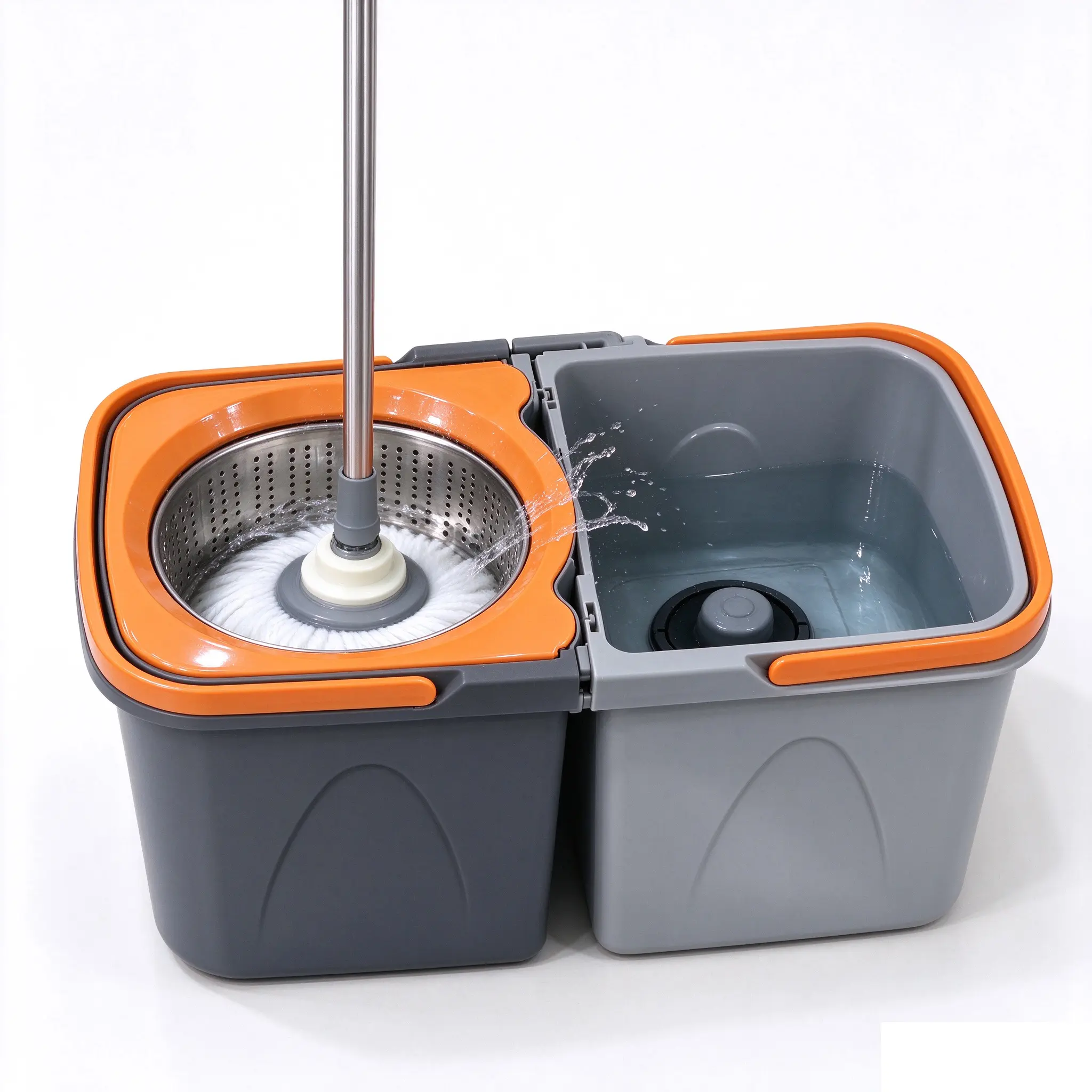 360° Spin Mop Bucket Set, Sturdy 2-in-1 50-Inch Adjustable Auto Rotating Handle, 4 Microfiber Pads, Mini 17.5" Stainless Steel Compact Bucket, Spin Mop Replacements, Household Cleaning Essential