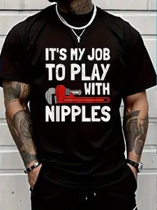 100% Cotton Funny Plumber Art For Men Steamfitter Plumbing Tools T-Shirt Women's Men's Graphic Tee Crew Neck summer vacation Tops