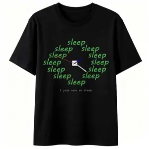 I Just Want To Sleep Relaxed Fun Times Print Niche Heavyweight Unisex Summer Short Sleeve Tee for Men & Women Medium Size casual graphic short sleeve tee menswear graphic t-shirt Men's Soft Cotton Crewneck T-Shirts adult funny t-shirt