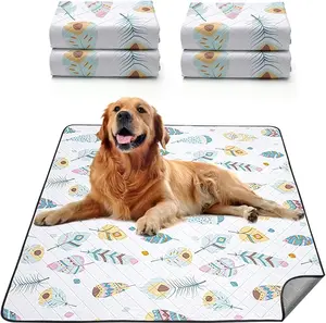 Washable Puppy Pads,4 Pack Ultra-Absorbent and Leak-Proof Whelping Pads, Non-Slip Reusable Puppy Pads, Waterproof Puppy Training Pads for Playpen, Crate, Housebreak