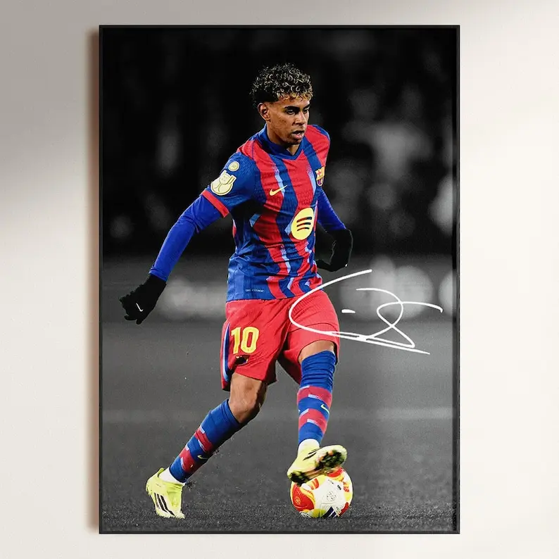 Lamine Yamal Poster, Signed Lamine Yamal Poster, Signed Football Poster, Football Decor, Soccer Wall Art, Digital