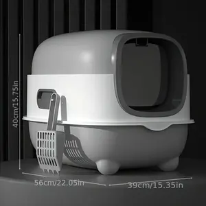 Large Closed Cat Litter Box, Anti-Overflow Design, UV Sterilization, Easy Clean Lid, Ideal for Cats, Automatic Litter Box