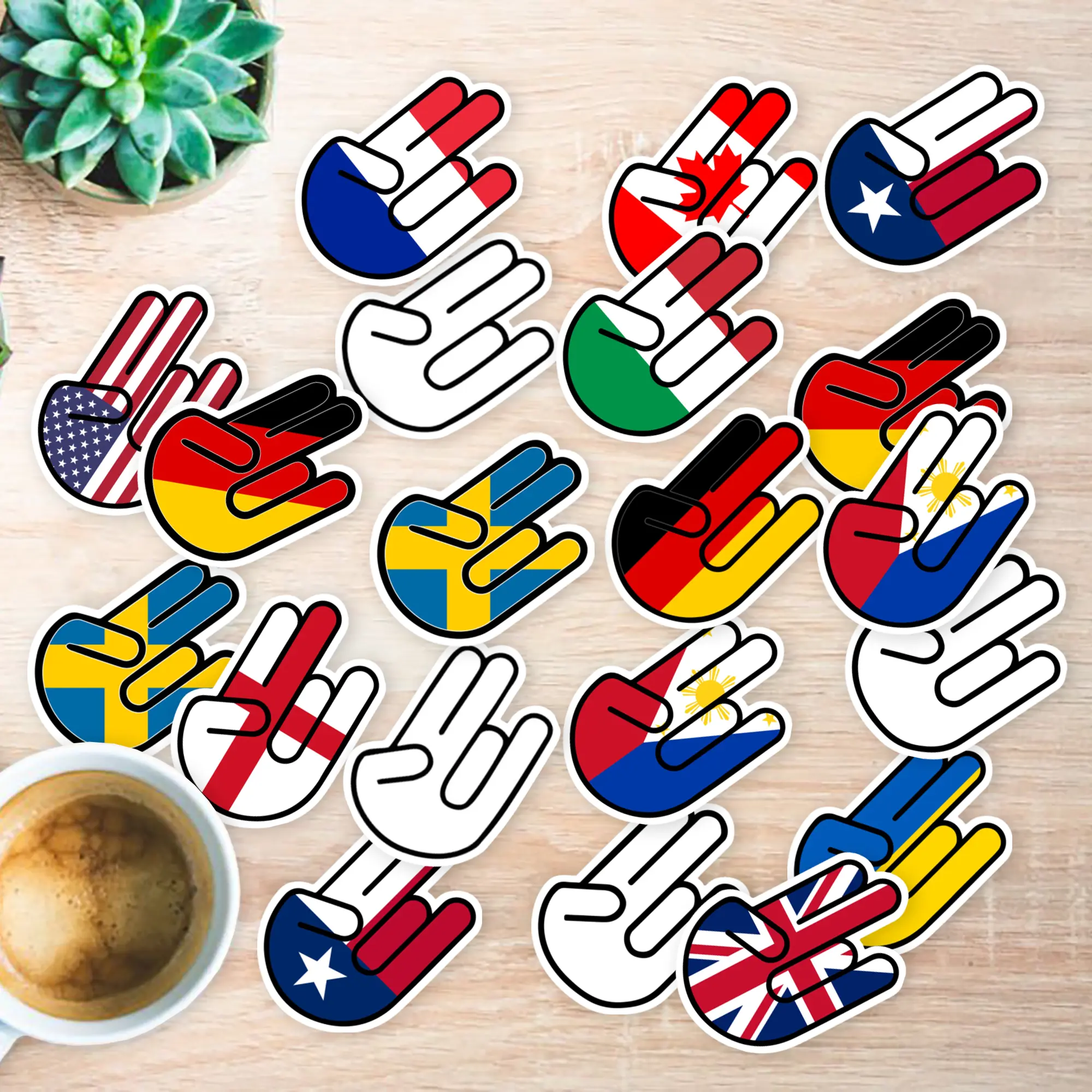 Stickers Pack 20 Pcs Shocker Colorful Bottle Laptop Hand Car Bike Guitar Gesture Bumper Aesthetic Luggage Waterproof Vinyl Water Skateboard