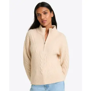 Quarter Zip Cableknit Sweater