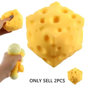 Cheese Squishy, Squishy Cheese Block Stress Relief Fidget Toy, Squeeze Toys for Holiday & Birthday Gifts