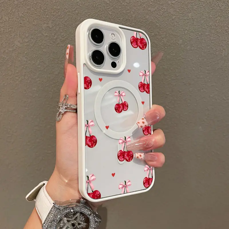 Premium Magnetic Case for iPhone11/12/13/14/15/16/promax Red bow cherry y2k cased MagSafe Ready, Anti-Fall, Springtok and Ultra-Thin Design |   Perfect for Everyday Use Protector Screen Protector