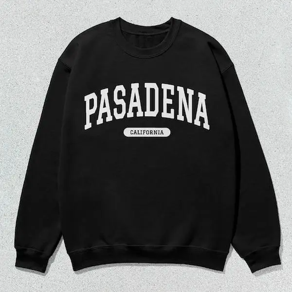 Men's Unisex Pasadena Collegiate Crewneck Sweatshirt - Casual Long Sleeve Round Neck Tops, California-Inspired