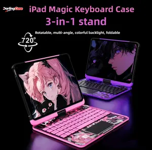 DarlingCase Cyberpunk 360° Swivel Keyboard Case for iPad Pro 11-inch M4 2024 with 360° Rotatable Trackpad Type-C Charging & Transparent Design Compatible with iPad Air 11/10.9/11 18-24 Models