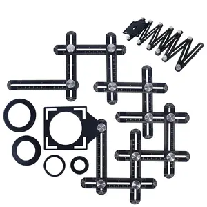 12 Sided Multi Angle Measuring Ruler, Universal Aluminum Alloy Measuring Template Tool Ceramic Tile Measurement with Hole Drilling Locator