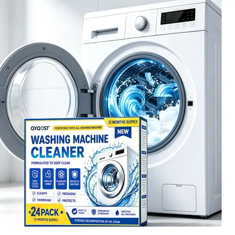 Cleaning Tablets Household - 24pcs Powerful Cleaning Tablets for Washing Machines, Deep Cleaning Descaler Pods, Easy-to-Use, Odour Control, Maintains Freshness, Daily Use, Compatible with Front & Top Load Washers (1 Box)