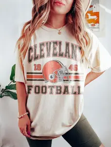 [Sale off up to 50%] Vintage 90s Style Cleveland Football fan tshirt, Cleveland football, Game day Football, Vintage Tee, Graphic Streetwear T-shirt