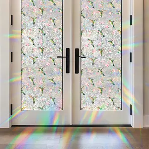 1 pc Bohemian Hummingbird Floral Static Cling Sticker in Retro Color Style. Adhesive-free, self-adhesive, and removable. Perfect for room decor, bedroom decor, wall decor, home decor, holidays, party decorations, gift wrapping, and window glass