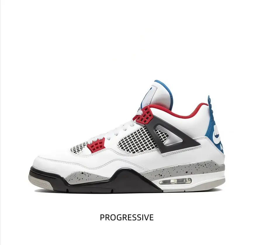 Classic Mismatched White-Red-Blue High-Top Basketball Sneakers for Sports Collectibles, Cushioned Air Midsole, Paired with Casual Shorts, Ideal for Streetwear Travel