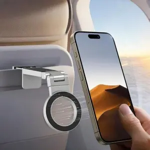 Magsafe Portable Travel Phone Holder - Foldable Retractable, 360 degree Rotating, Mini Metal Body, Universal Compatibility. Suitable for Airplane, Luggage, High-Speed Rail, Desktop Use, Multifunctional Adjustable Magnetic Stand