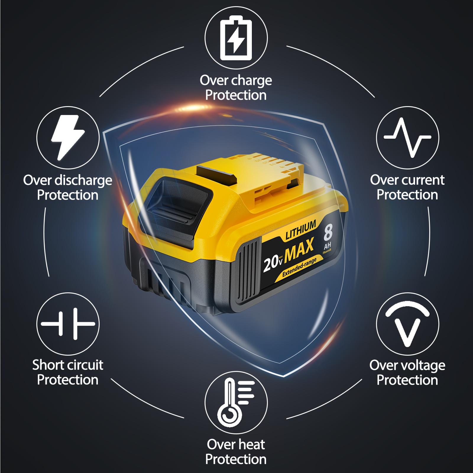 6/4/2/1 Packs, Replacement Battery for DeWalt Power Tools, 8000mAh 20V, Compatible with DeWalt Batteries DCB200, DCB20