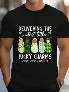 100% Cotton Delivering The Cutest Little Lucky Charms Labor And Delivery T-Shirt Women's Men's Graphic Tee Crew Neck summer vacation Tops