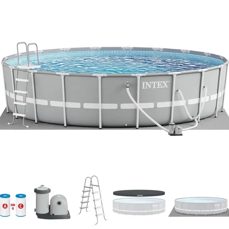 New Intex 20ft x 52in Prism Frame Above Ground Swimming Pool Set with Filter Pump