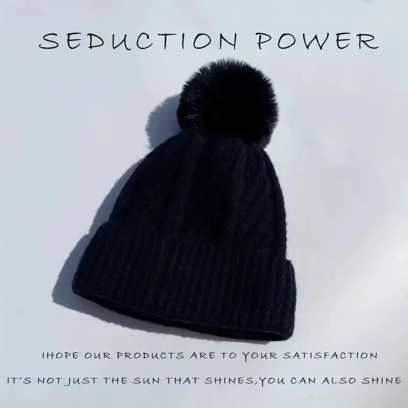 Women's Winter Knit Beanie Hat, Plain Color Fleece Lined Cap, Windproof Warm Woolen Headwear, Versatile Casual Fashion Accessory, Stay Warm, Cold Weather, Insulation, Cozy Beanie Hats