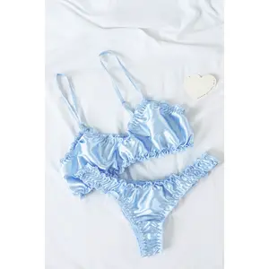 Blue Silk Lingerie Set