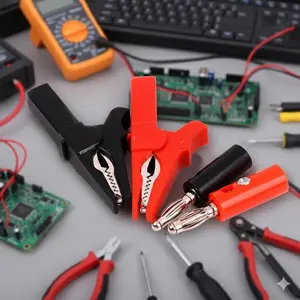 55mm Large Red Black Alligator Clip Set with Banana Plugs, High-Conductivity Copper Circuit Test Clips, Insulated Multimeter Test Leads. Essential Electrical Tools for DIY Electronics, Lab Testing, Electrical Repairs, and Projects.
