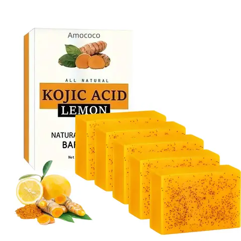 Honey Lemon Turmeric Cleansing Soaps 3pcs Multi-Pack (100g Each), Natural Blend Daily Moisturizing Cleanser with Free Hand Cream, Skin-Softening Face & Body Wash for Healthy Skin Care