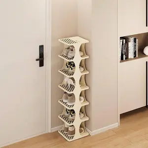 Space-saving Modern Vertical Multi-layer Shoe Rack, Tall Narrow Shoe Rack, Stackable Shoe Rack, Plastic Shoe Rack, Small Space Shoe Rack, Portable Shoe Rack, Open Shoe Rack