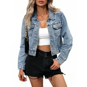 Short denim jacket with snap pockets, spring/summer fashion, women's lightweight denim jacket, casual wear, women's fashion jacket, outerwear, slim fit designRAIMENTRY