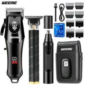 Men's Professional Hair Trimmer Set, USB Rechargeable Electric Shaver, T-Head Clipper, Nose Hair Trimmer, Beard Razor, 4 Guide Combs, Cordless Hair Clippers, Gift