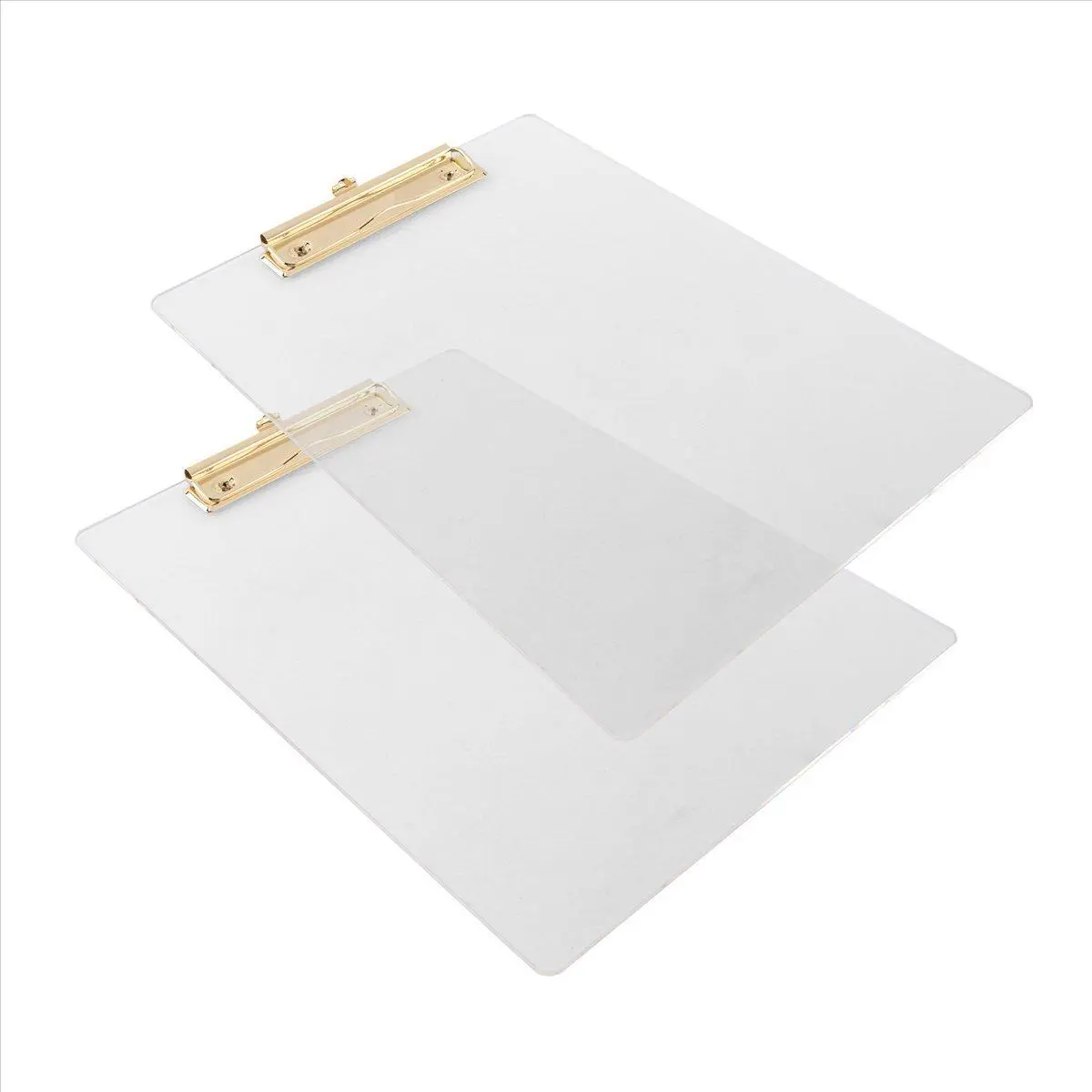 2 Pack Clear Acrylic Clipboard with Gold Clip, 8.8X12.2 A4 Letter Size, School and Home Supplies,Office Supplies