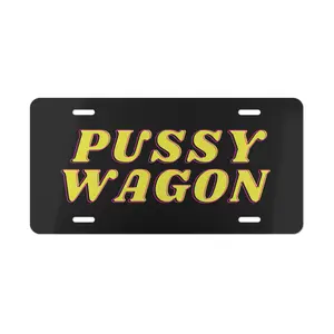 Pssy Wagon Black License Plate, Trendy Vanity Plate, Gift for Him, Car Truck Metal Tag, Car Decor Accessories, 12 inch x 6 inch with 4 holes